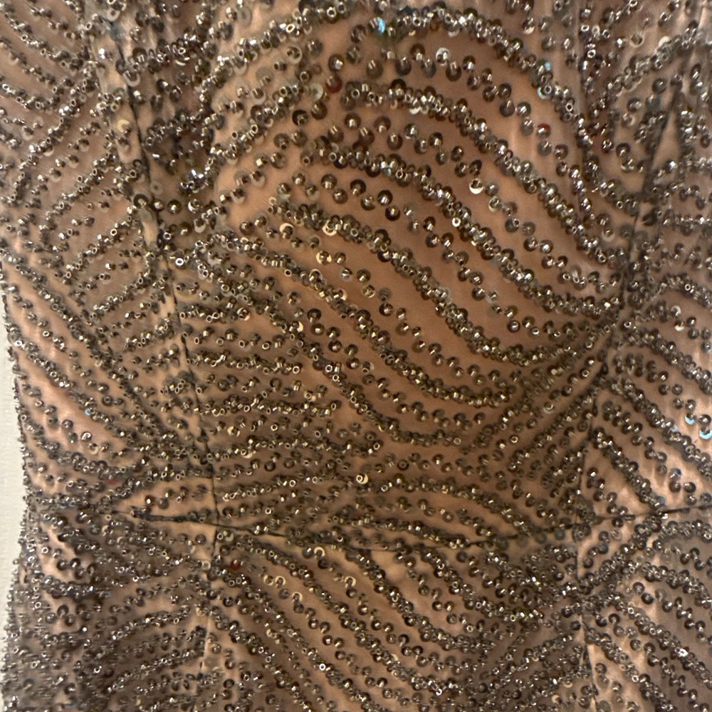 Sequin Strapless Column Evening Dress - Bronze - Picture 8 of 10